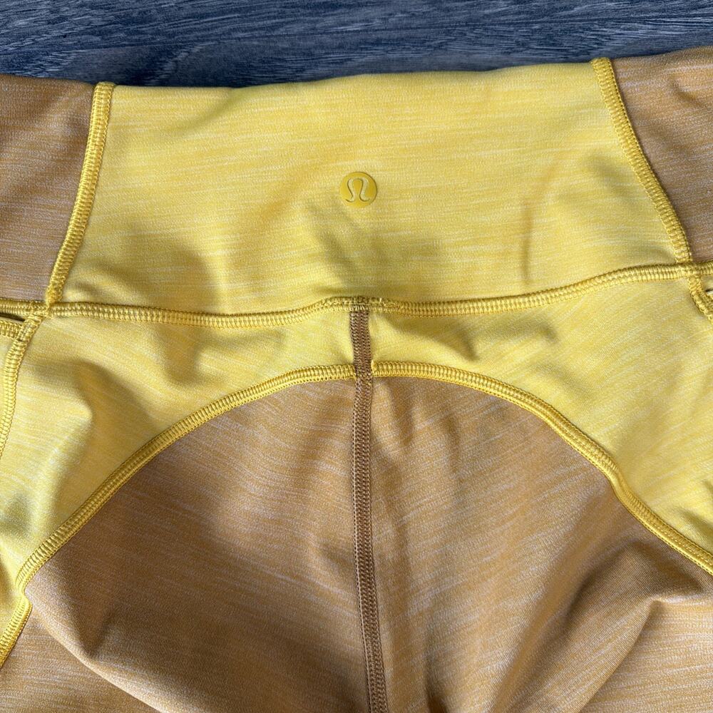 Lululemon Color Block Leggings Size 6 Yellow Gold Running Yoga Athletic Gym - Picture 3 of 9
